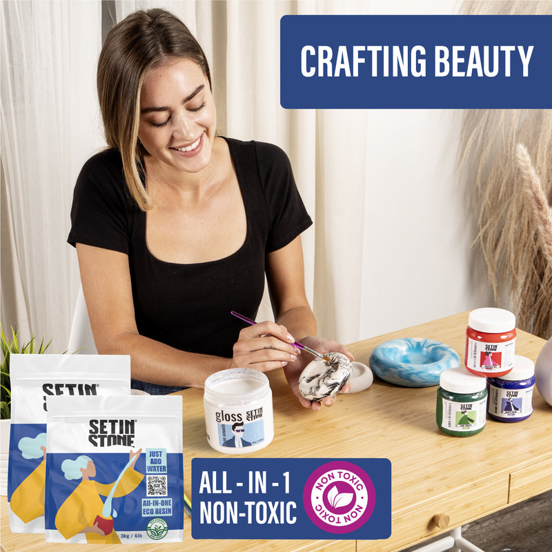 crafting beauty using gloss varnish and water based colors to create a beautiful casr with setinstone eco casting material