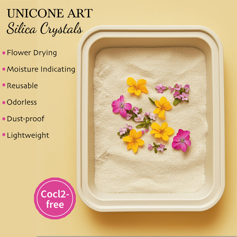 Unicone Art Flower Drying Silica Gel Crystals 2LBS, Color Indicating for Flower Preservation, Reusable for DIY Wedding Bouquet Flower Preserving