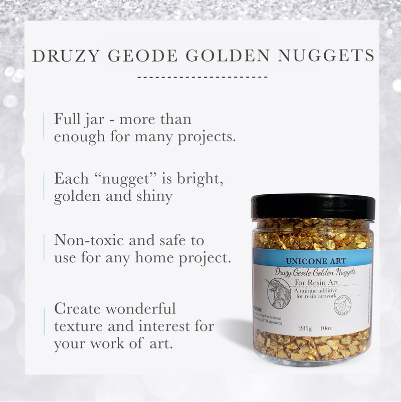 Druzy Geode Golden Nuggets